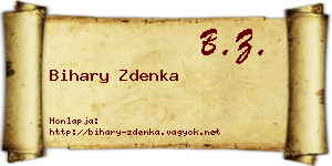 Bihary Zdenka névjegykártya